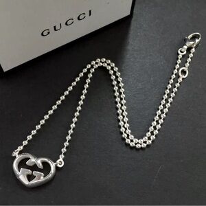 ❌SOLD❌ Gucci Sterling Silver GG Heart Pendant Necklace